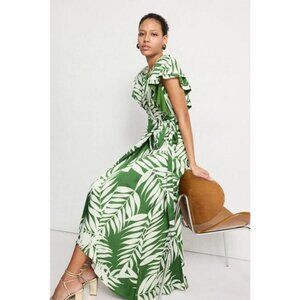 Hutch Finn Midi Green Graphic Dress Size XL with fabric snags